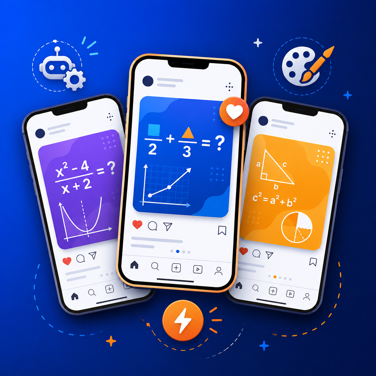 Posts de exercícios de matemática gerados para Instagram e TikTok